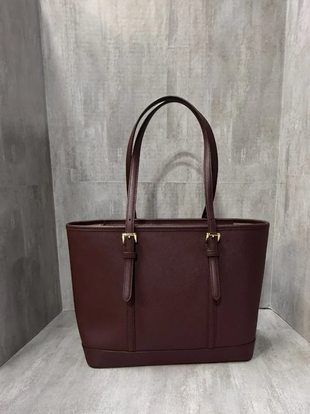Michael Kors Jet Set Travel Medium Saffiano Leather Tote - Burgundy